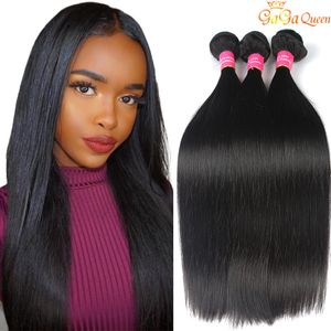 Gagaqueen Brasileiro Virgem Letária Pacotes 100% Extensões de Cabelo Humano Extensões Peruanas Indian Straight Bundles Cor Natural Cor