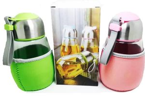 400 ml tragbare Glas-Wasserflasche mit Tee-Ei und Deckel, Pinguin-Form, Kinderbecher, Outdoor-Sport-Reiseflaschen