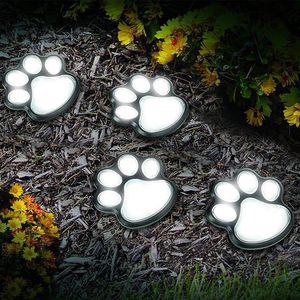 DHL Solar Waterproof Paw Print Light Pet Trail Light Outdoor Lawn Light Landscape Lamp Warm White / White / Multi