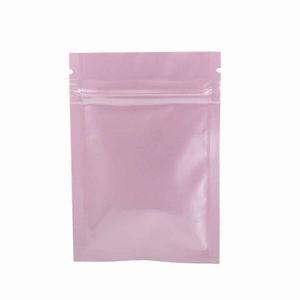 100 pz vendita al dettaglio 12x18 cm rosa lucido chiusura lampo sacchetto di imballaggio in alluminio per alimenti snack caffè sacchetti di stoccaggio a prova di acqua