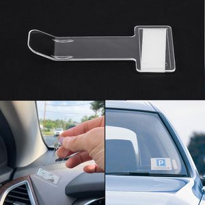 Windscreen Parking Ticket Holder Clip - Self-Adhesive Permit Display Sticker for Car Window, Transparent Fastener Kit