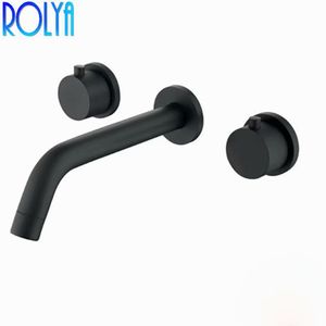 Rolya Matte Black Смеситель для ванной комнаты Настенный монтаж Двойной крест Ручки для смесителя для раковины