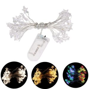 LED Gwiazda Miedziana Drut Światła Sznurowe 2 M 3M LED Fairy Lights Christmas Dekoracje Ślubne CR2032 Uruchomić Twinkle Lights