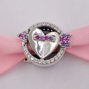 Andy Jewel Authentic 925 Sterling Silver Pärlor Sparkling Arrow Heart CHARM RED CLEAR CZ Royal Purple Crystals Charms Passar European Pandora Style