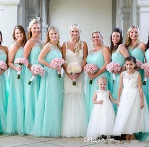 Mint Green Halter Tulle Long Bridesmaid Dresses 2020 Ruched Beach Boho Wedding Guest Party Maid Of Honor Dresses BM1950273v