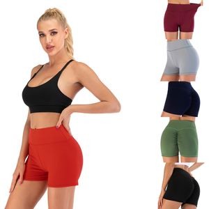 Kadın Kıyafetleri toptan satış-Seksi Yoga Şort Kadın Spor Giyim Spor Kısa Pantolon Sıska Kadın Push Up Gym Giyim Katı Renk Elastik Nefes Flex