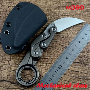 CR EDC Folding Pocket Knife Morphing Karambit Mekanisk Överlevnad Räddning Claw Knives M390 Blad Titan Alloy Handtag med Kydex mantel