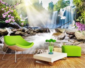 3d Quarto Beautiful Wallpaper artístico Fundo Paisagem Paisagem Cachoeira TV 3D papel de parede Mural