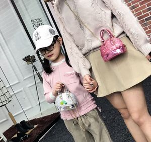 Детская мини -сумочка для плеч девочки, сияющие блеск кошелька для малышей детские пакеты с блестками с цепью милые сумочки 8 цветных целочек
