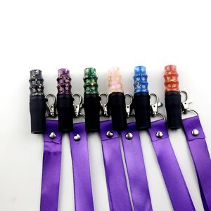 Neueste Bunte Harz Gold Filter Shisha Shisha Rauchen Silikon Schlauch Mundstück Halter Tipps Mund Hohe Qualität Tragbare Lanyard Hängen seil