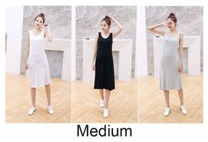 패션 - 여름 모달 드레스가 긴 단락 여성 바닥 라이닝 스커트 민소매 셔츠 느슨한 외부 착용 조끼 스커트 솔리드 컬러