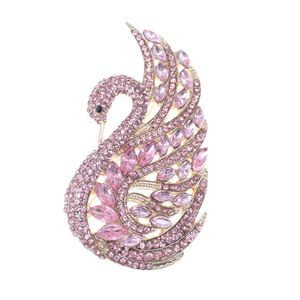 50pcs / 63mm cigno uccello spilla pin tono oro rosa strass spille di cristallo moda animale festa nuziale spilli gioielli in vendita