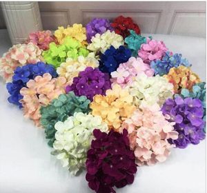 50pcs / mendil hidrangea yapay çiçek el yapımı ipek gül çiçek başı düğün dekorasyonu çiçek duvar 16 cm ortanca kafa toptan