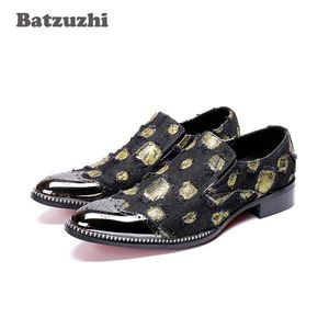 Batzuzhi Kaya zapatos de hombre Resmi Ayakkabı Erkekler Metal Ucu Ayak Siyah / Kırmızı Parti ve Düğün Ayakkabı Erkekler İş Oxfords, büyük US6-12
