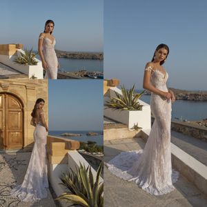 2020 Lian Rokman Mermaid Wedding Dresses Illusion Off Shoulder Lace Appliques Bridal Gowns Backless Sweep Train Wedding Dress