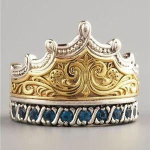 Anéis de coroa de ouro amarelo vintage anéis de jóias para homens mulheres festa de casamento rei anel bague masculino anillos mujer z5c123