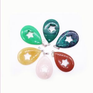 10 Silver Plated Pendant Water Drop Many Colors Quartz Stone for Party Gift Trendy Jewely