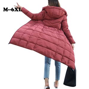 2019 plus size 4xl 5xl 6xl jaquetas de inverno mulheres para baixo parkas grossos down jaqueta mulheres com capuz casacos longos casuais casuais outwear neve