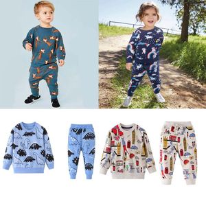 set di abbigliamento per bambini ragazzi ragazzi 100%cotone maniche lunghe colpi rotondi cani stampa set da ragazzo set fa causale primavera autunno set maglietta + pantalone