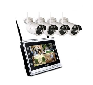 4CH 720 P Kamera 12 '' LCD Kablosuz Monitör NVR CCTV Güvenlik Sistemi H.265 WiFi 4 Kanal Tak ve Çalıştır Seti