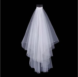 New Luxury Amazing High Quality Real Picture Two Layer Cut Edge Wedding Veils Champagne White Ivory Fingertip Length Alloy Comb