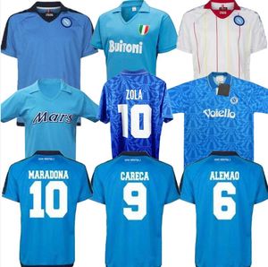 Retro Napoli Jerseys 87 88 89 91 93 Maradona Naples Classic Soccer 86 Mertens Alemao Careca Maradona HamsikビンテージフットボールシャツCalcio