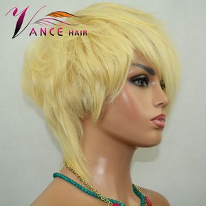 Vancehair Pełne koronkowe peruki krótkie włosy Pixie cięte warstwowe bob peruka dla kobiet
