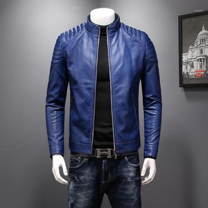 Męskie Kurtka Zimowa Jesień Męskie Skórzane Kurtki Płaszcze Mężczyźni Outwear PU Leather Slim Fit Asian Rozmiar M-3XL1