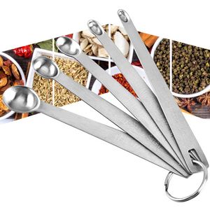 5 Pcs Durable Stainless Steel Tool Measuring Spoons Tableware Accessories Sauce Home Measure Spoon Kitchen Scales Baking Scoop BH2457 CY