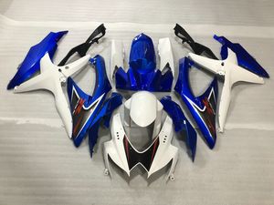 Injektionsfeoking Body Kit för Suzuki GSXR600 750 K8 08 09 GSXR 600 GSXR750 2008 2009 Vitblå Fairings Bodywork + Gifts GS30