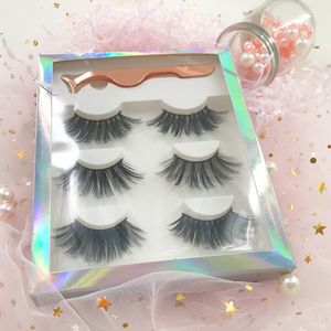 3 pary Laszy Opakowania Złote Pędziki z Dramatycznym 25mm Faux Mink Lashes Free Custom Box 5D rzęsy