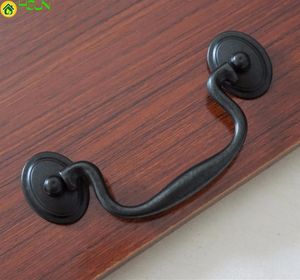 3.9 '' Antique Preto Retro Dresser Handles Drop Drop Drop Puxa Punhos / Armário De Cozinha Puxador de Porta Puxador Móveis Hardware 100mm