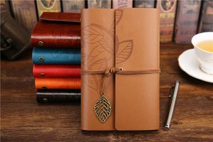 New Creative student Notebook Vintage Leaf Classical Travel Diary With LeafLoose Sheet Gift blank sketches kraft papers Notepad