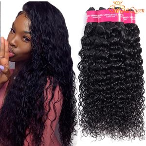 Gagaqueen Brazilian Water wave Hair Bundles Partihandel 9a Obearbetade Brazilian Wet And Wavy Vrigin Human Hair Extensions