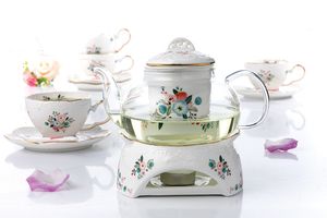 Set da tè Tè pomeridiano europeo Teiera in vetro resistente al calore Cucina domestica Bolle Tazza da tè in ceramica a rilievo per tè alla frutta