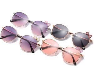 2020 Kids Girls Sunglasses Fashion round metail frame ocean Sun glasses Children Bows Beach Sunglass UV400 kid Sunblock Adumbral C6172