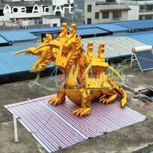 5m de altura Golden Golden Three Heads Modelo Animal Mascote Inflável com Dragão com soprador de ar livre para promoção