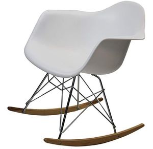 Lager in den USA Mitte des Jahrhunderts stilvolle moderne geformte Kunststoffschale Rocking Rocker Arm Chair Heavy Duty White Room Möbel