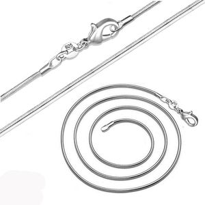 Lange 16-28 Zoll 40-80 cm 100 % authentische massive 925er Sterlingsilber-Halsketten 1 mm Schlangenketten-Halskette für Frauen Ganzes 272c