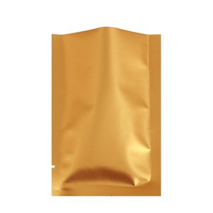 Różne rozmiary Płaskie woreczki Podwójne Złoto Uszczelniacz Metaliczny Mylar Open Top Packaging Torba 100 sztuk