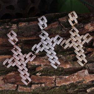 Iced Out Curb Cuban Chain Cross Pendant Necklace Mens/Women Micro Pave CZ Charm Personalized Chain Hip Hop Jewelry For Gifts