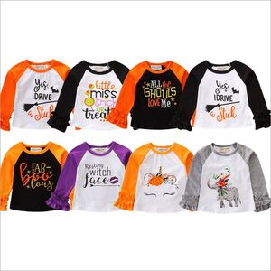 Cadılar bayramı Kız Gömlek Toddler Ruffles Bluz Bebek Kız T Gömlek Uzun Kollu Çocuk Cadılar Bayramı Giysileri Tops Çocuk Giyim 8 Tasarımlar B6274