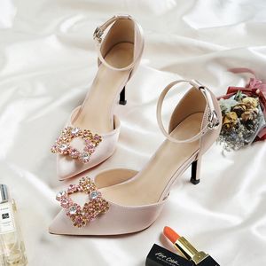 Bridal Sandals casamento Mulheres Salto Alto Champagne Cor dama de cristal de diamante de cetim material com tira no tornozelo dama Shoes S20326