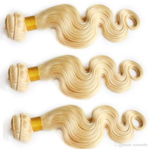 830 Zoll 8a Körperwelle blondes reines Haar bündelt menschliches peruanisches russisches 613-Farben-Haarbündel kostenloser DHL
