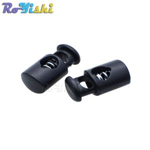 100 pçs/lote Cord Lock Stopper Cilindro Barril Plástico Toggle Clip Para Acessórios Do Vestuário Preto Frete Grátis