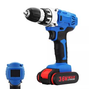 36V Cordless Power Drill Set Double Speed Electric Screwdriver Drill W  1 or 2 Li-Ion Battery