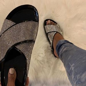 Summer women shoes casual flat slippers crystal bling platform ladies sandals sexy open toe beach slides flip flops
