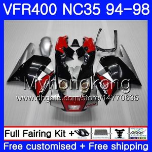 Kit för Honda RVF400R VFR400 NC35 V4 VFR400R 94 95 96 97 98 270HM.0 RVF VFR 400 R VFR 400R 19994 1995 1996 1997 1998 Fairing Red BLK Silveryy