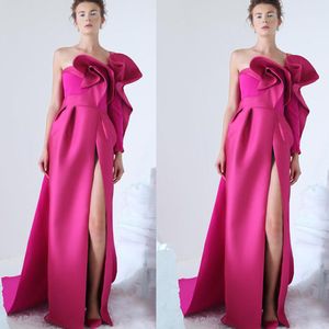 Azzi Osta Prom Klänningar Unik Design Ruffles High Split Long Formal Afton Dress Ladies Party Pageant Gowns