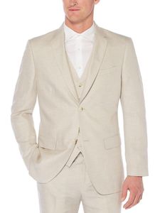 Smoking da sposo a due bottoni stile classico beige nuovissimo con risvolto risvolto Groomsmen migliori abiti da sposa da uomo (giacca + pantaloni + gilet)